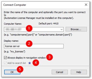 Client Computer Connection Parameters Form