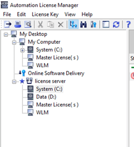 License Server Visible inside Navigation Pane